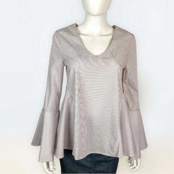 Romeo & Juliet Couture Tops - Romeo & Juliet NWT Peplum Blouse White Blue & Orange Long Sleeved